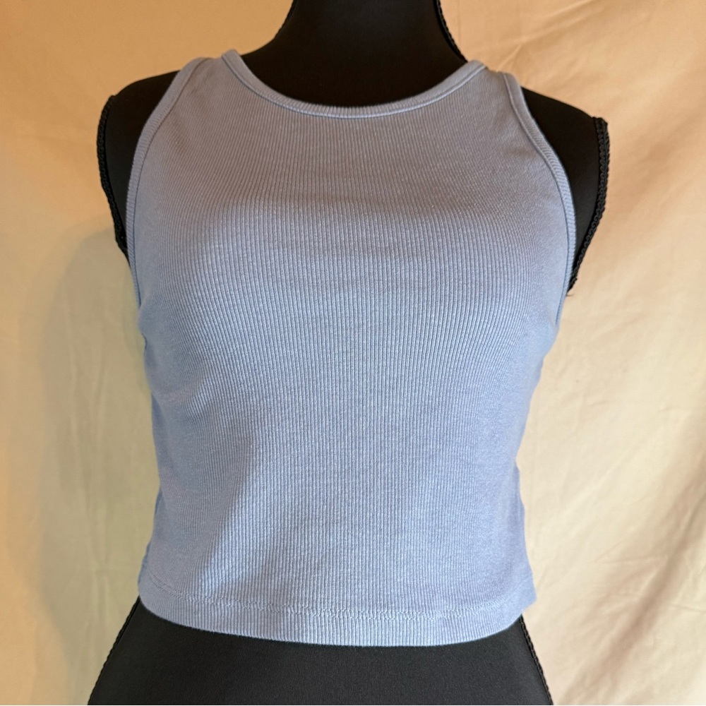 Zara Ribbed Sleeveless Crop Top – Light Blue – Size Large‎ 💙